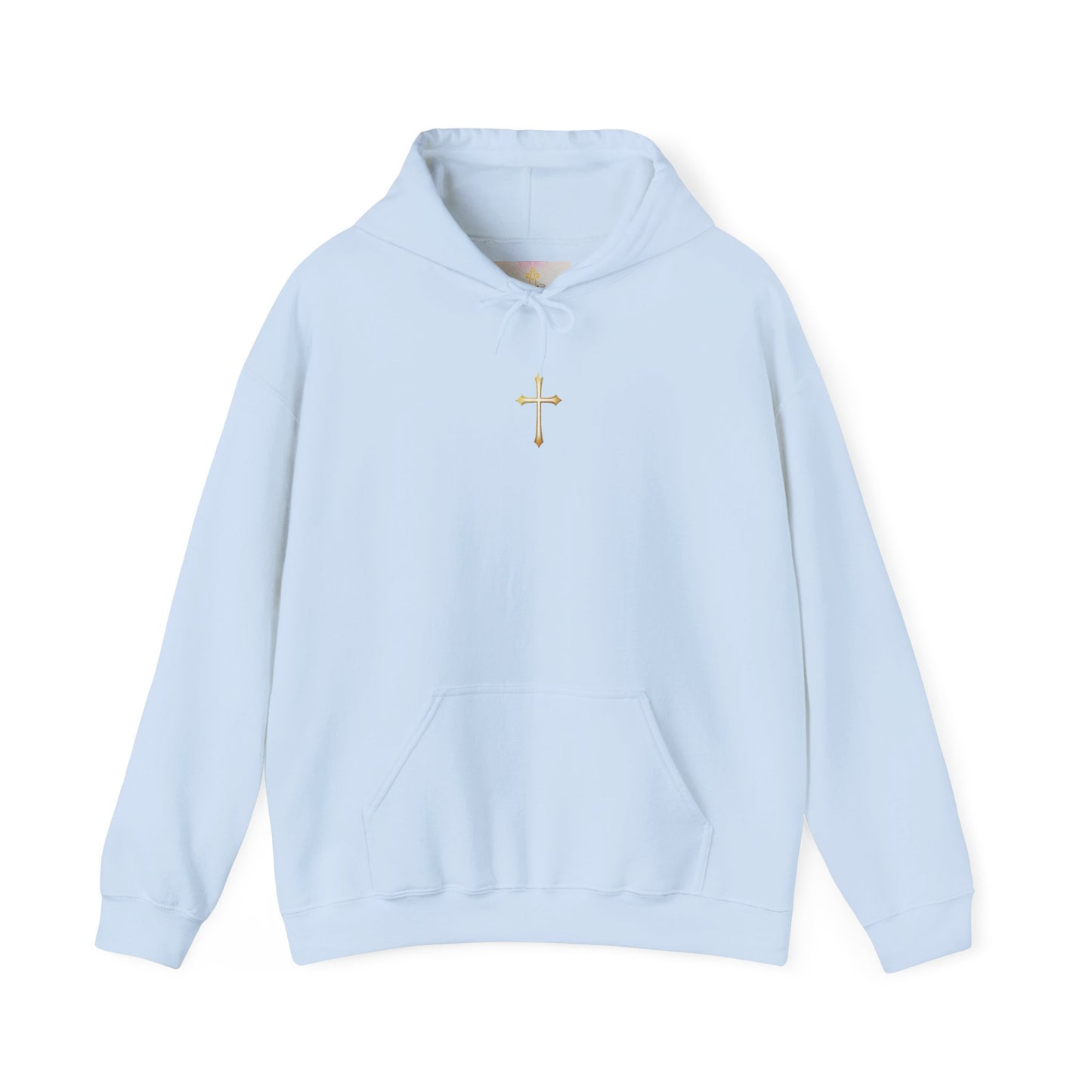 Women’s Gold Cross Hoodie – Christian Faith Hoodie with Front & Back Design