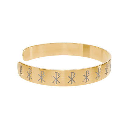 Chi Rho Engraved Cuff Bracelet – Timeless Christian Symbol