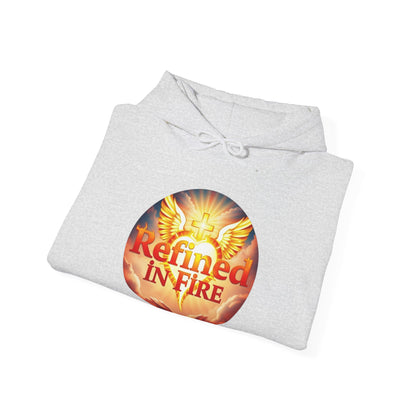“Refined in Fire” Christian Hoodie – Bold Flame Design Faith Pullover