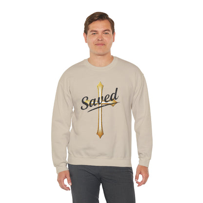 Saved Men's Sweatshirt – Christian Faith Apparel with Cross Design