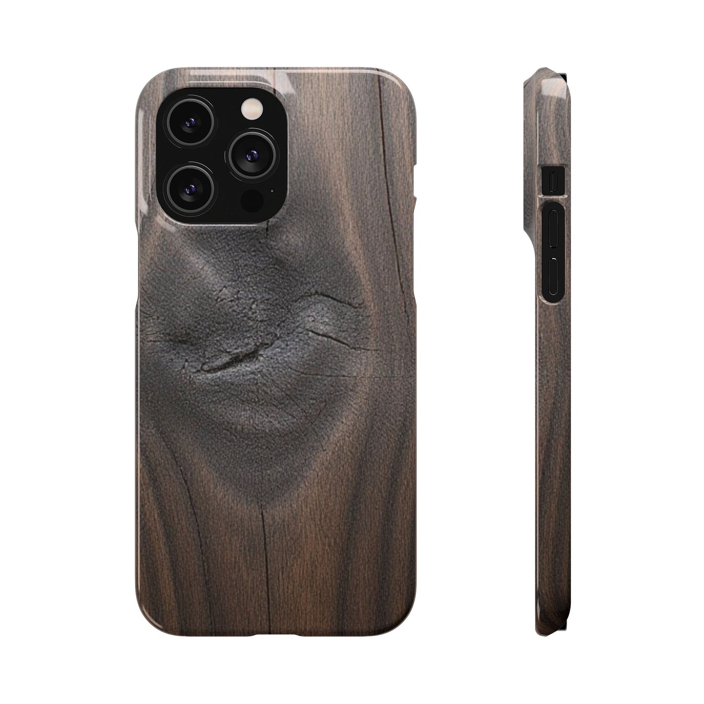 iPhone Snap Case – Dark Wood Grain Design