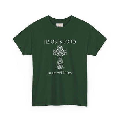 Women's Jesus is Lord Christian T-Shirt – Modern Cross Design (White Lettering)