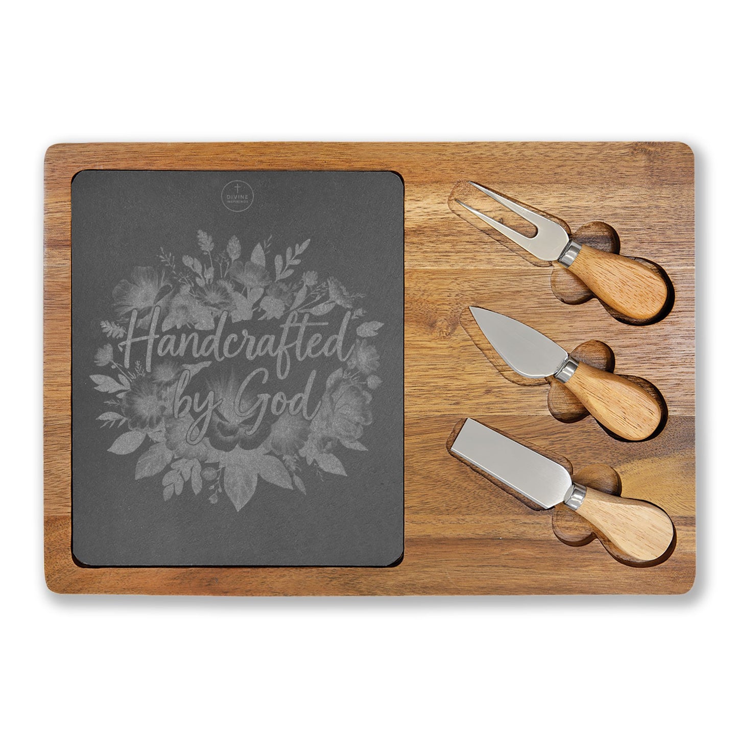 Handcrafted by God Charcuterie Board – Faith-Inspired Design