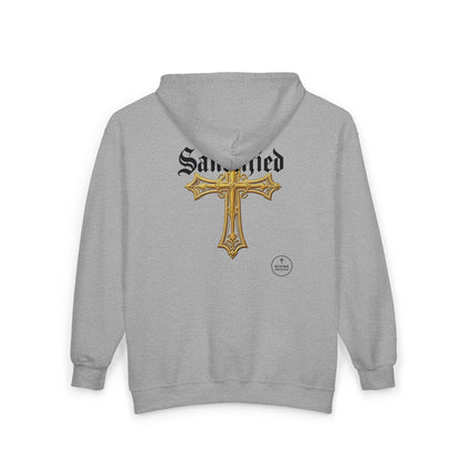 Sanctified Women's Gothic Cross Zip-Up Hoodie – Faith & Comfort