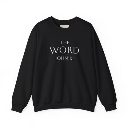 “The Word Eternal” – Women’s Christian Sweatshirt with White Lettering (John 1:1)