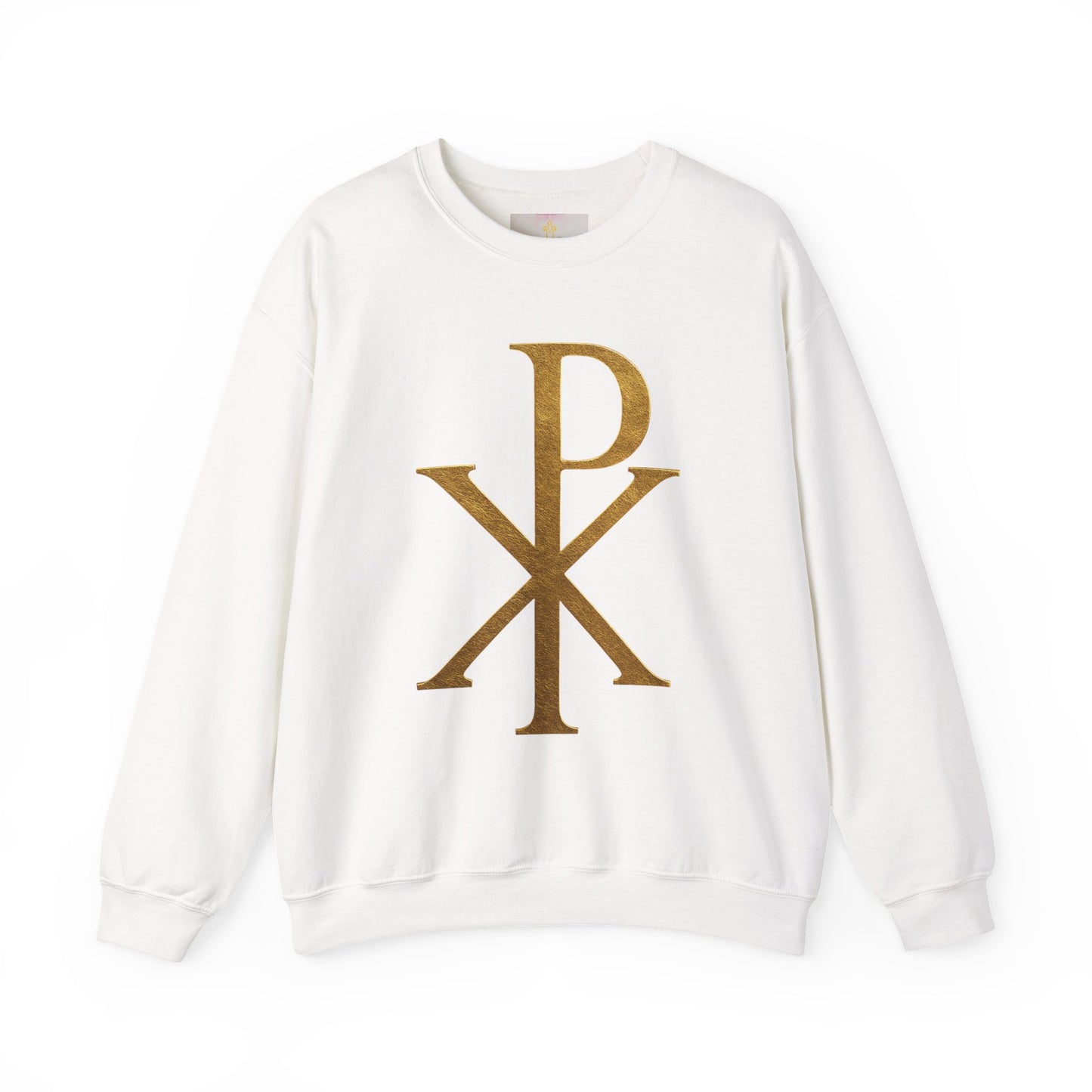 Men’s “Christ Victorious” Sweatshirt – Gold Chi Rho Emblem of Eternal Triumph