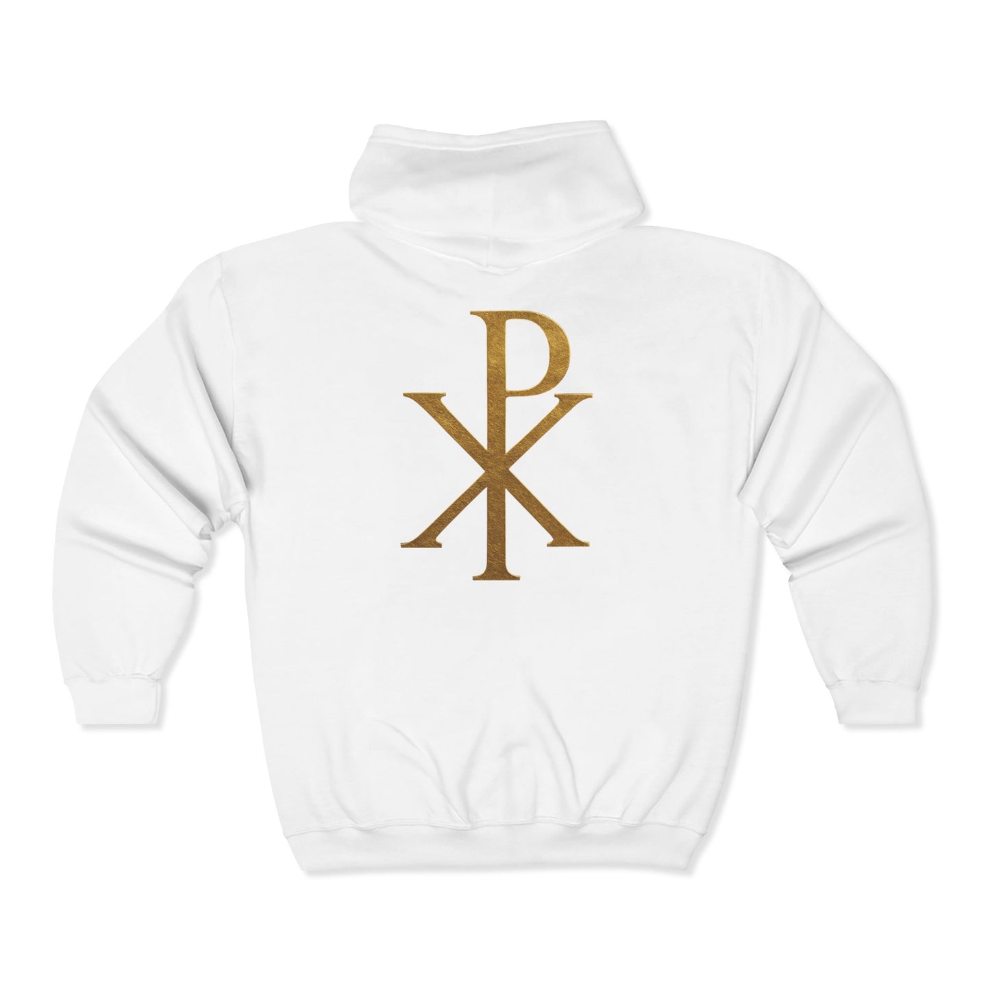 Radiant Faith Women's Zip-Up Hoodie with Gold Chi Rho Design