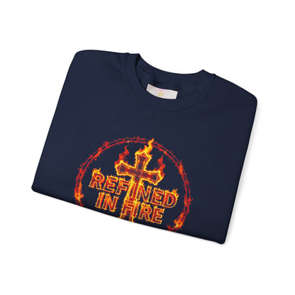 Women’s “Refined in Fire” Christian Sweatshirt – Bold Flame Design Pullover