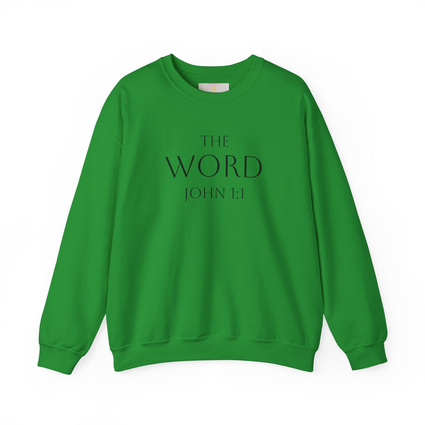 “The Word Eternal” – Men’s Christian Sweatshirt with Bold Dark Lettering (John 1:1)