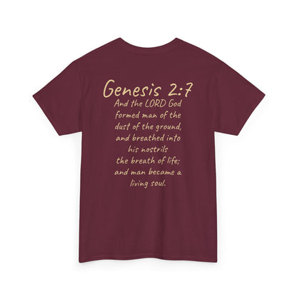 Formed from the Dust | Men’s Christian T-Shirt with Genesis 2:7 (Light Lettering)