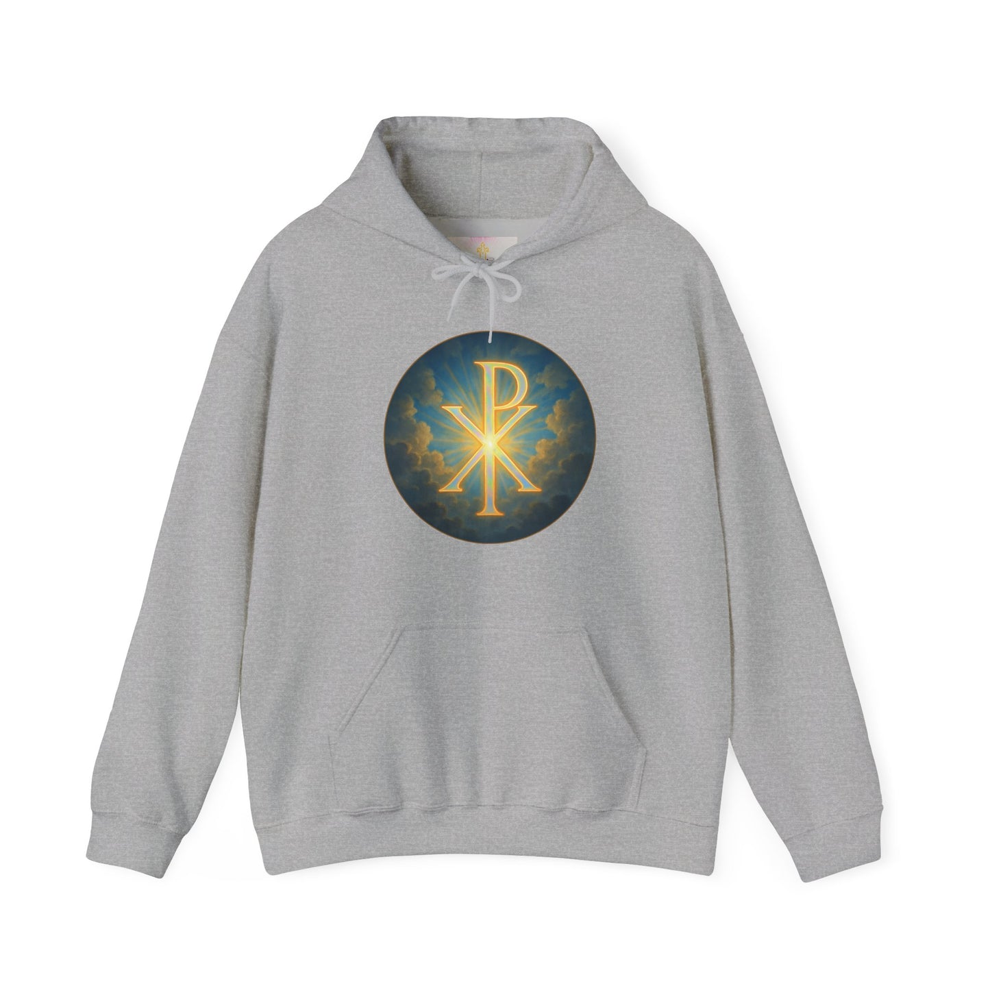 Men’s Christian Hoodie with Chi Rho Symbol – Faith Emblem Pullover