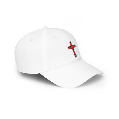 Canadian Cross Low Profile Baseball Cap – Christian Maple Leaf Hat for Faith & Country