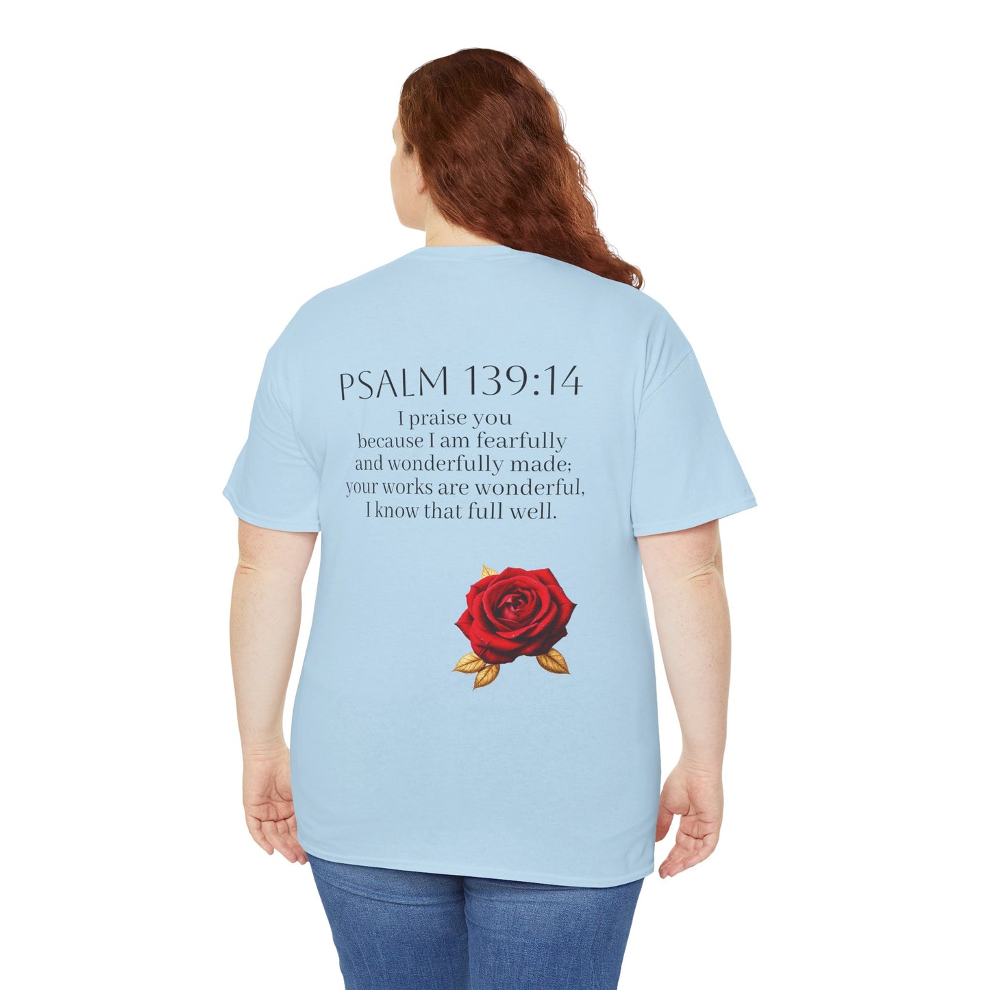 Handcrafted by God (Rose) - Woman's Christian T-Shirt (Dark Lettering)