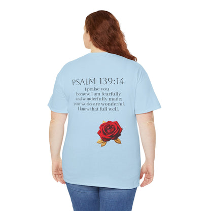Handcrafted by God (Rose) - Woman's Christian T-Shirt (Dark Lettering)