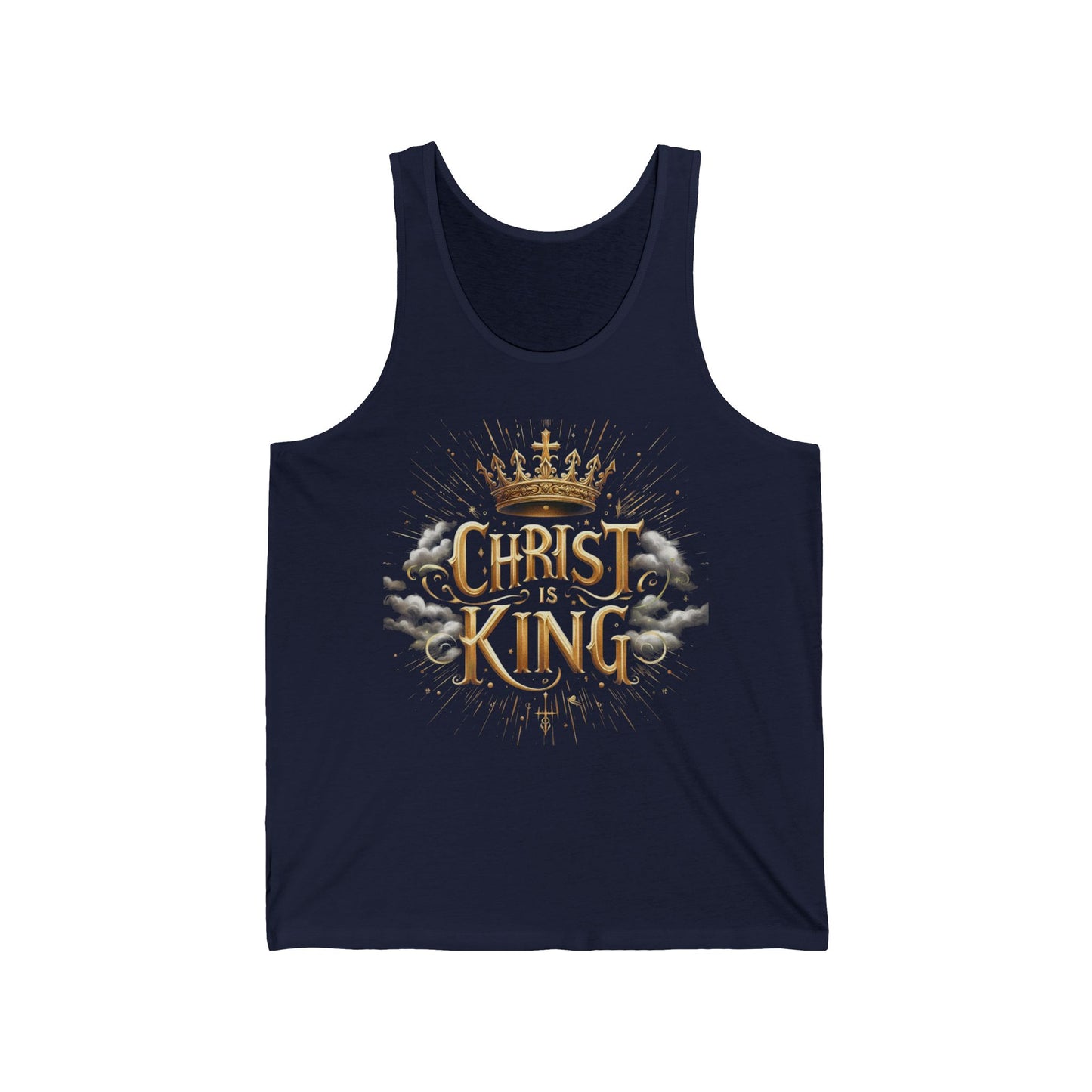 Christ the King | Women’s Faith Tank – Bold Gold Statement of Divine Strength