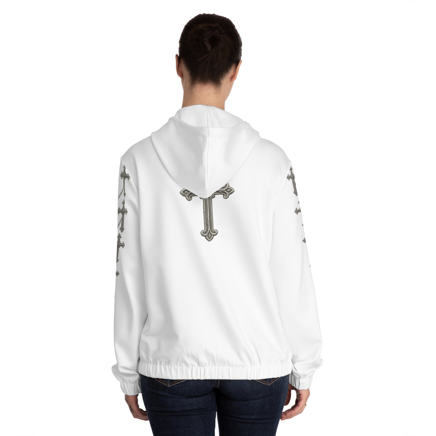 Silver Sanctuary Zip-Up Hoodie in White - Christian Apparel
