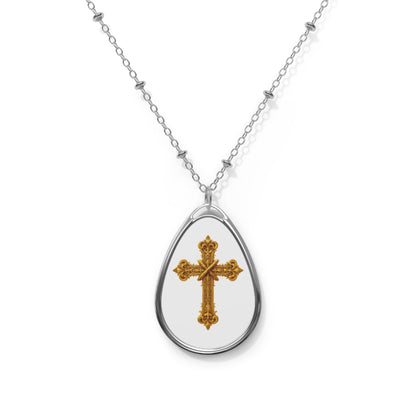 Pure Grace: Ornate White Cross Necklace – Christian Jewelry