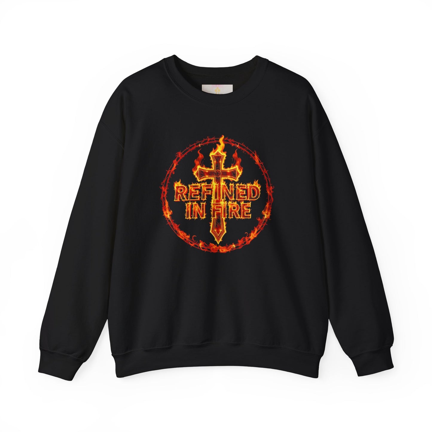 Women’s “Refined in Fire” Christian Sweatshirt – Bold Flame Design Pullover