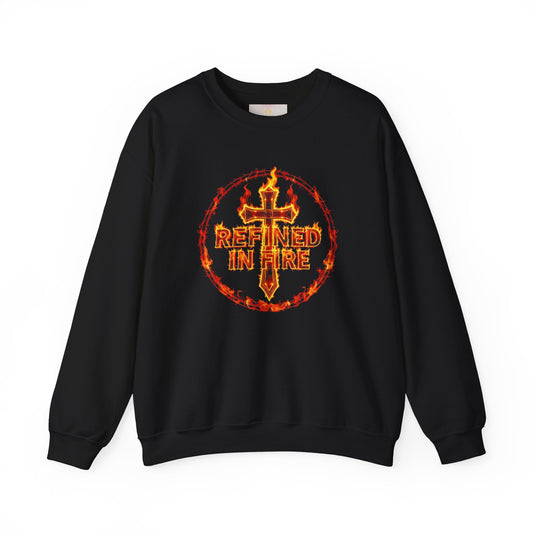Women’s “Refined in Fire” Christian Sweatshirt – Bold Flame Design Pullover