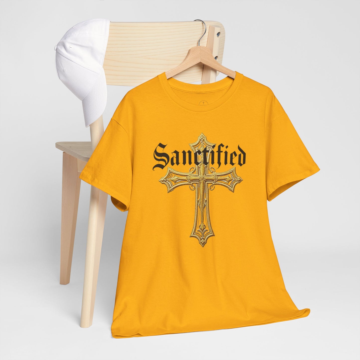 Sanctified Men's Gothic Cross T-Shirt – Faith in Bold Elegance