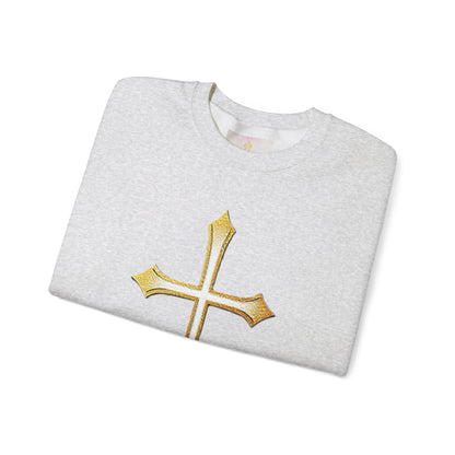 Men’s Gold Cross Sweatshirt – Bold Christian Faith Apparel