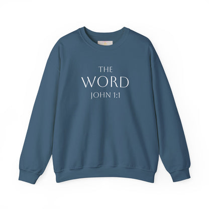 “The Word Eternal” – Women’s Christian Sweatshirt with White Lettering (John 1:1)