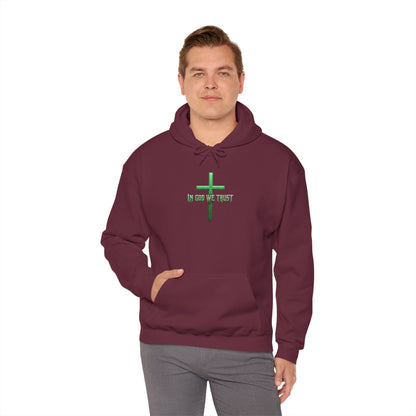In God We Trust – Men’s Christian Hoodie (Green Design)