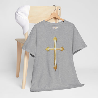 Men’s Gold Cross Tee – Christian Faith-Inspired Apparel