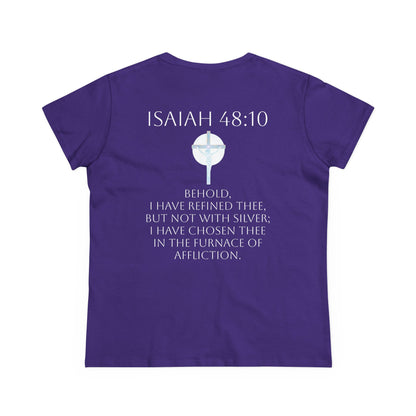 Through the Fire – Chosen & Refined Christian Tee (Isaiah 48:10) (White Lettering)