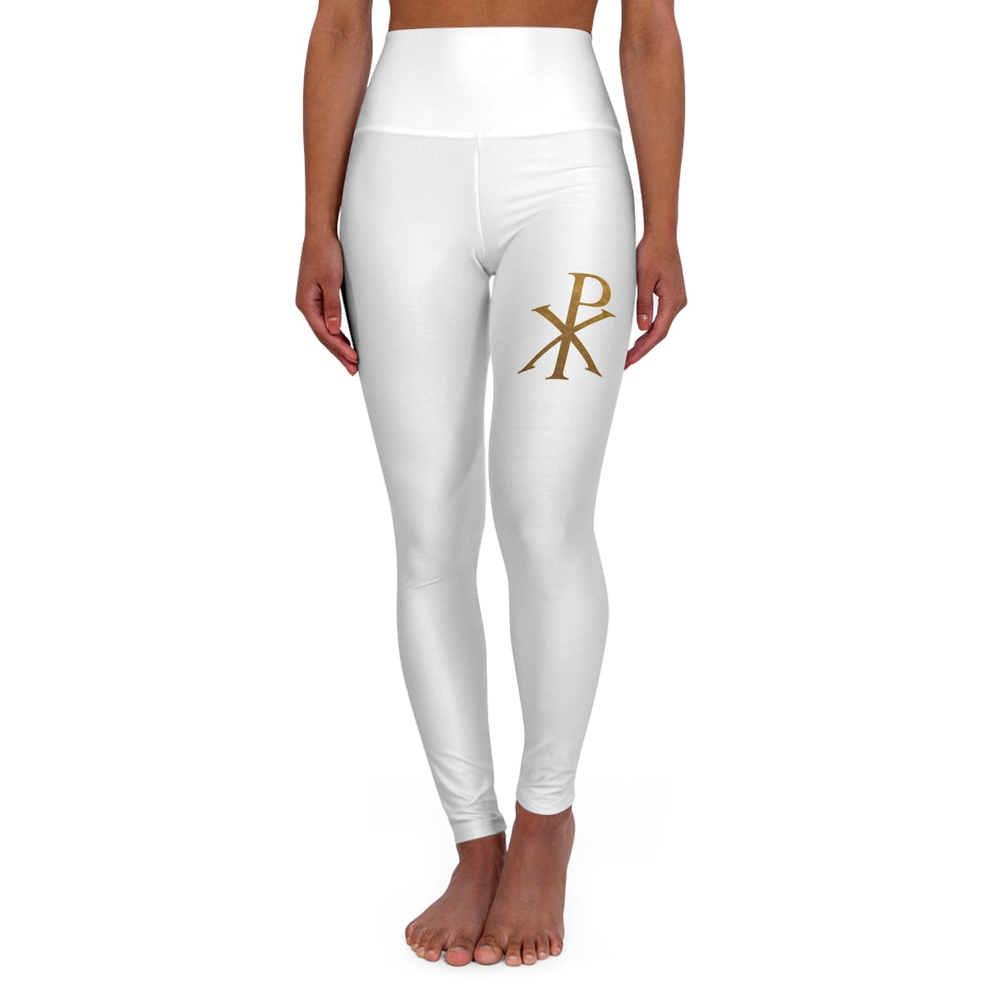 Chi Rho Women’s High-Waisted Yoga Leggings – Strength and Victory in Christ