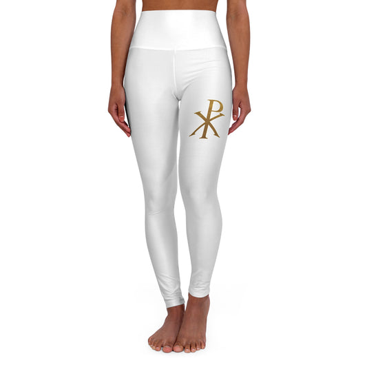 Chi Rho Women’s High-Waisted Yoga Leggings – Strength and Victory in Christ
