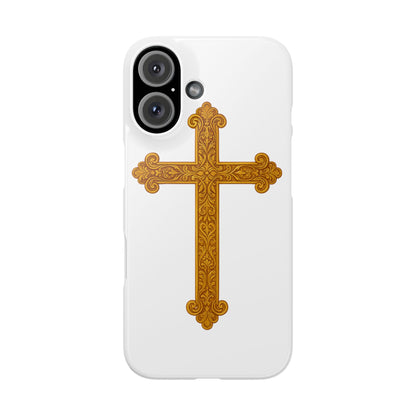 White iPhone Snap Case – Gold Cross Design