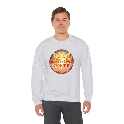 Men’s “Refined in Fire” Christian Sweatshirt – Bold Flame Design Pullover