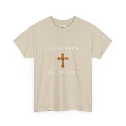King of Kings, Lord of Lords Men’s Scripture Tee – Christ is King (Revelation 19:16) (White Lettering)