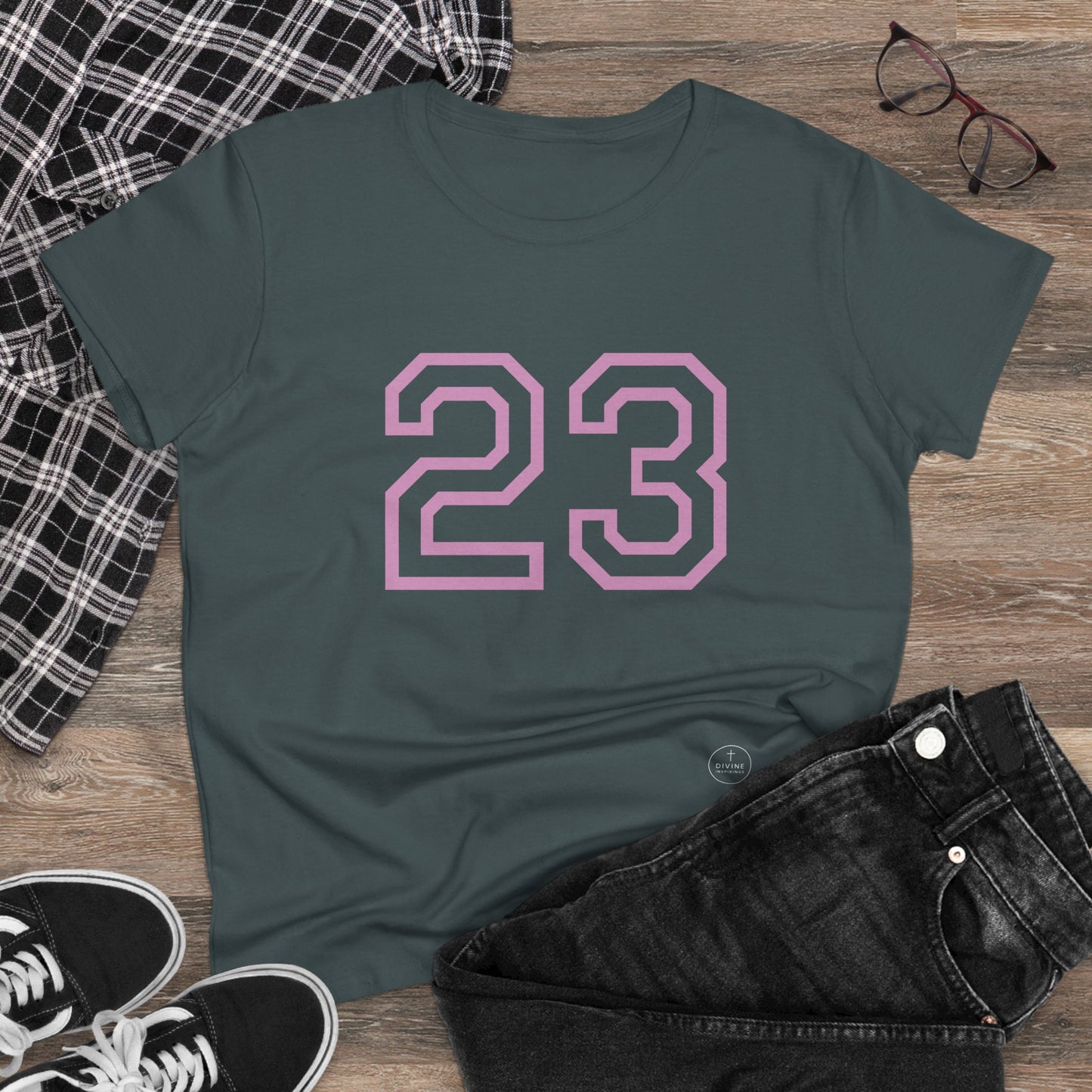 Psalm 23 Women’s Tee – Inspired Sports-Style Shirt (Pink Numbering)