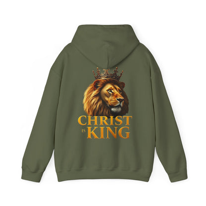 Alpha & Omega Power – Men’s Hoodie with Crowned Lion and Gold Cross