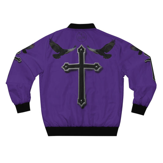 Faithful Guardians – Cross & Crows Men’s Bomber Jacket in Purple
