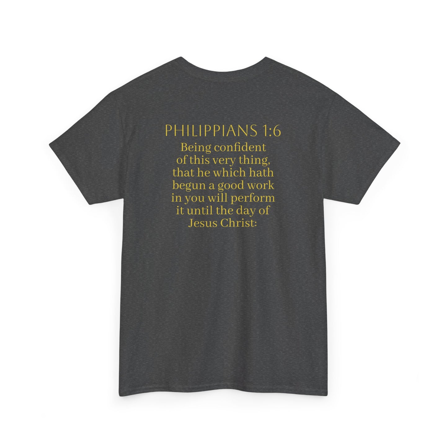 Becoming Men’s Faith Tee – Philippians 1:6 Edition (Light Lettering)