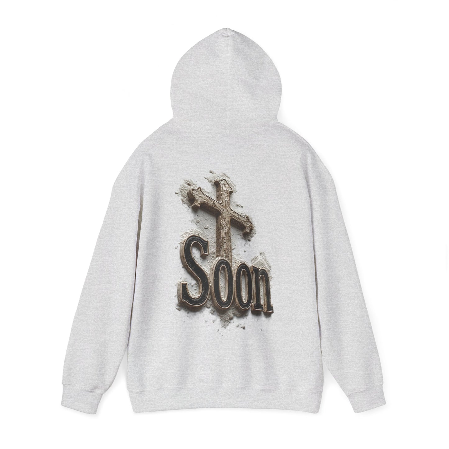 Soon: Revelation 22:12 Cross Hoodie – Men’s Christian Faithwear (Dark Lettering)