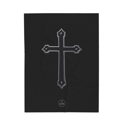 Bold Faith Plush Blanket – Black Cross on Black