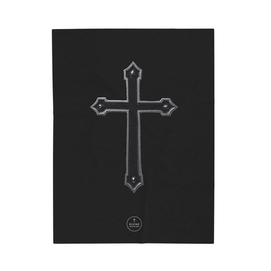 Bold Faith Plush Blanket – Black Cross on Black