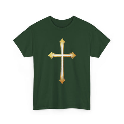 Men’s Gold Cross Tee – Christian Faith-Inspired Apparel