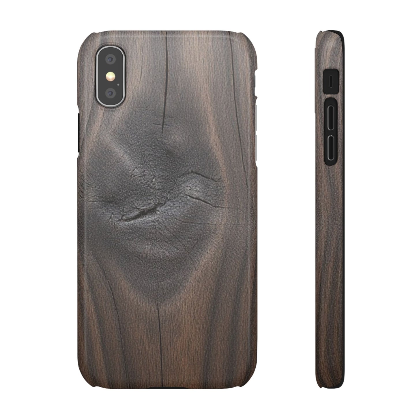 iPhone Snap Case – Dark Wood Grain Design