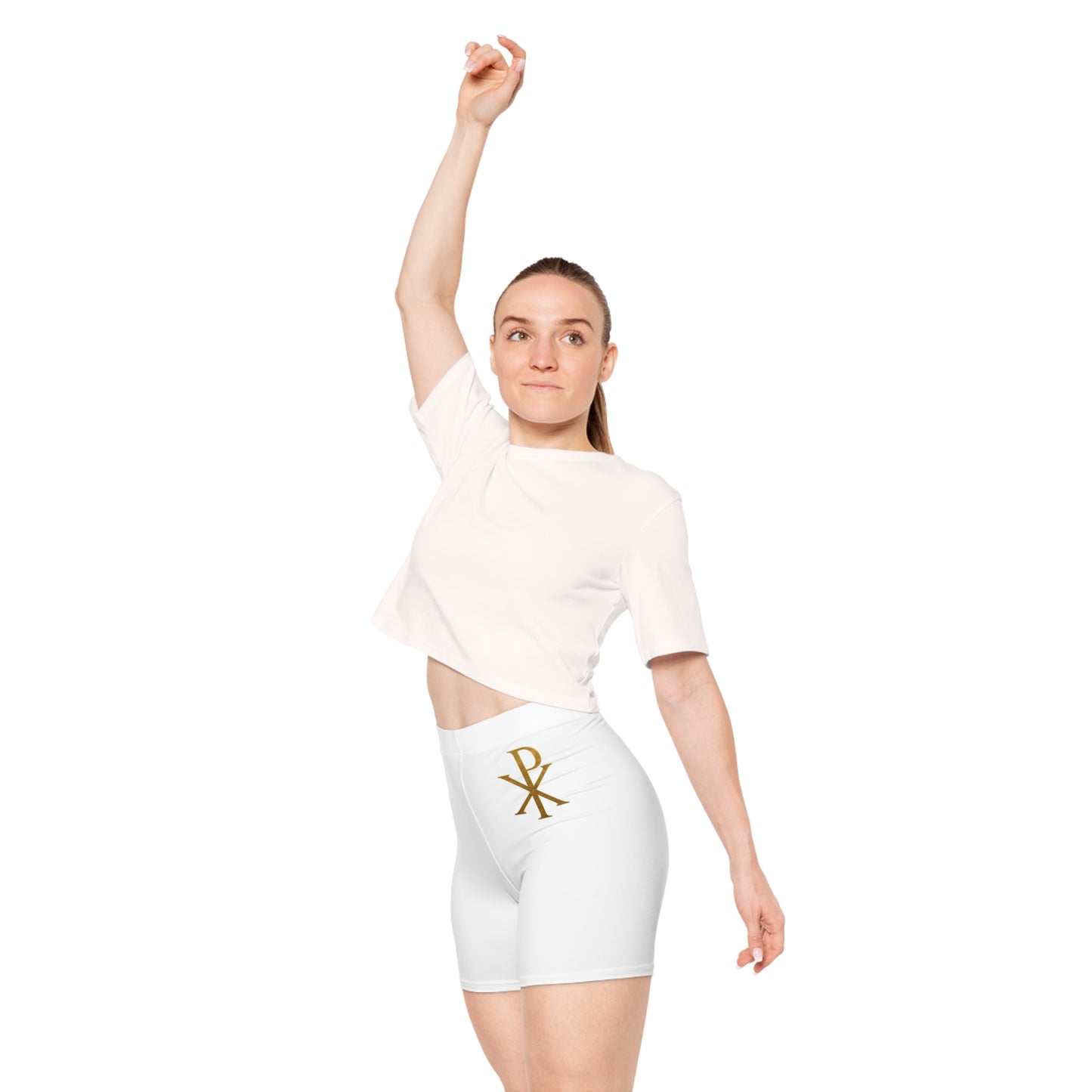 Chi Rho Women’s Biking Christian Shorts – Strength and Victory in Christ