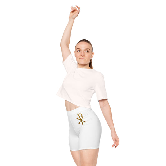Chi Rho Women’s Biking Christian Shorts – Strength and Victory in Christ