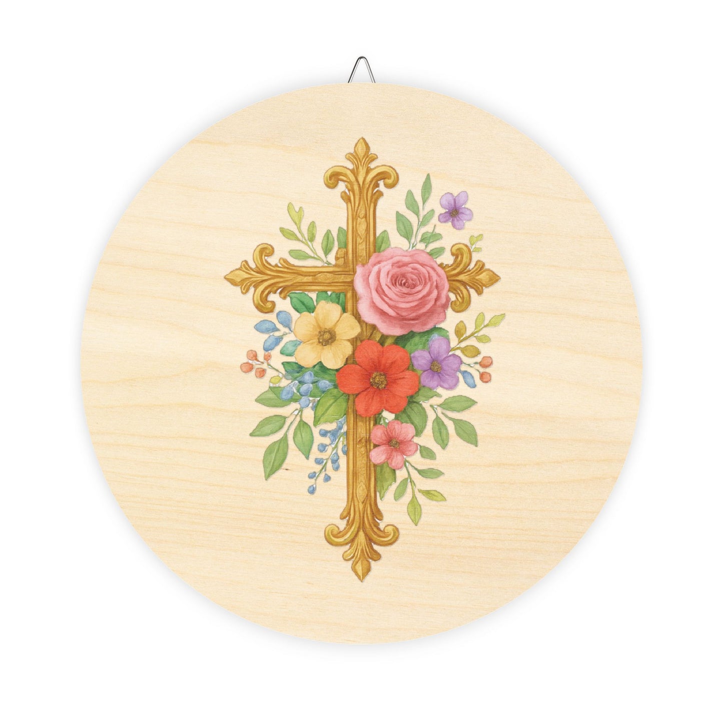 Floral Cross Wood Sign – Rustic Christian Home Décor