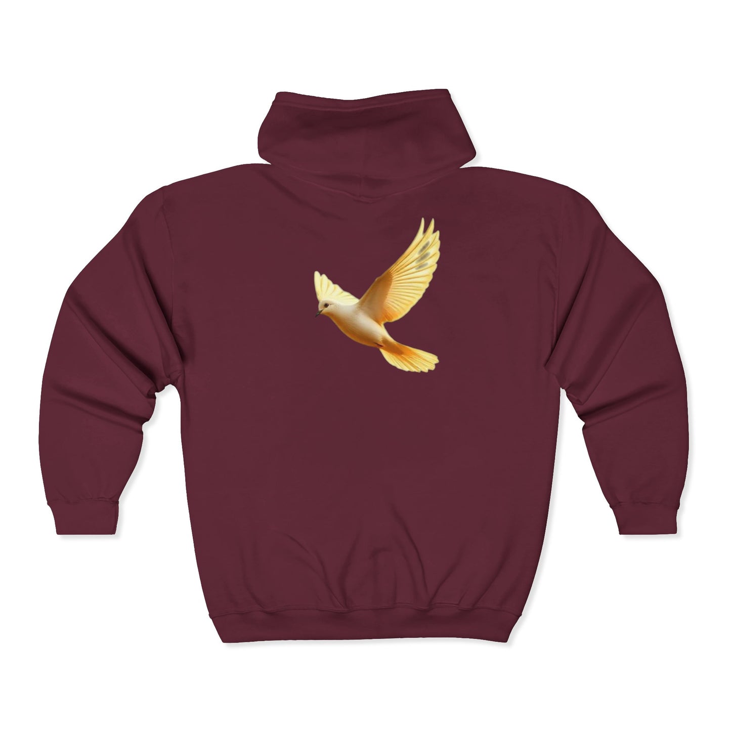 Peaceful Spirit Women's Zip-Up Hoodie with Dove in Flight Design