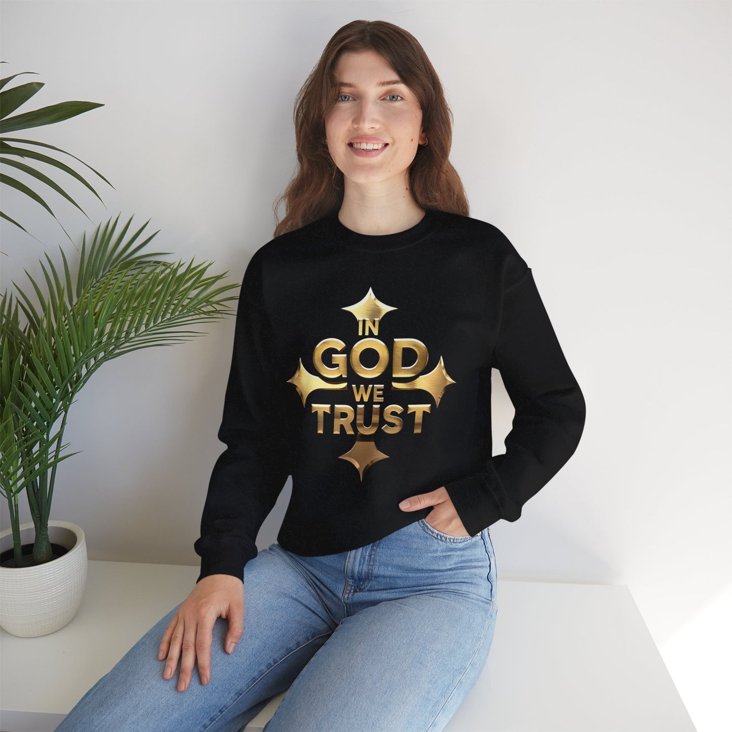 Golden Grace – “In God We Trust” Christian Women’s Sweatshirt