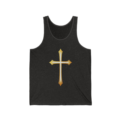 Men’s Gold Cross Tank Top – Bold Christian Faith Apparel