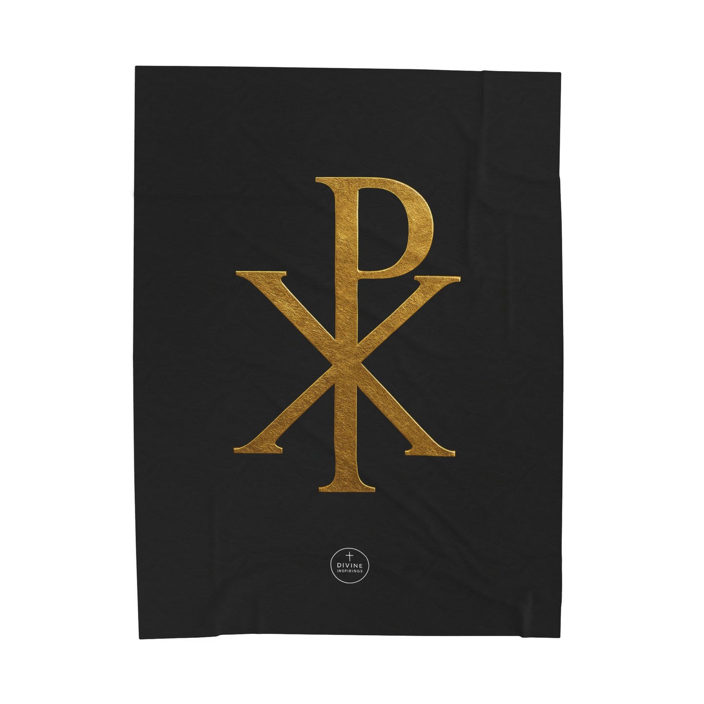 Eternal Glory Plush Blanket – Gold Chi Rho on Black